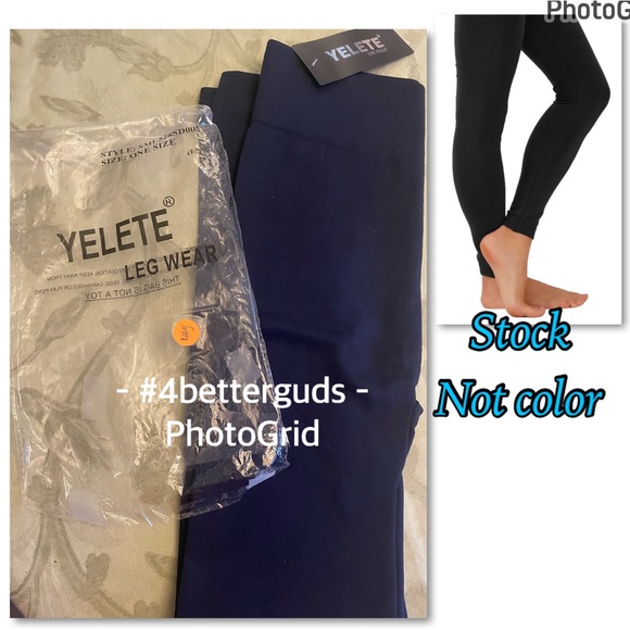 NEW Yelete Insulated Fleece Lined Stretch Seamless Slim Leggings Navy One Size - Picture 16 of 16